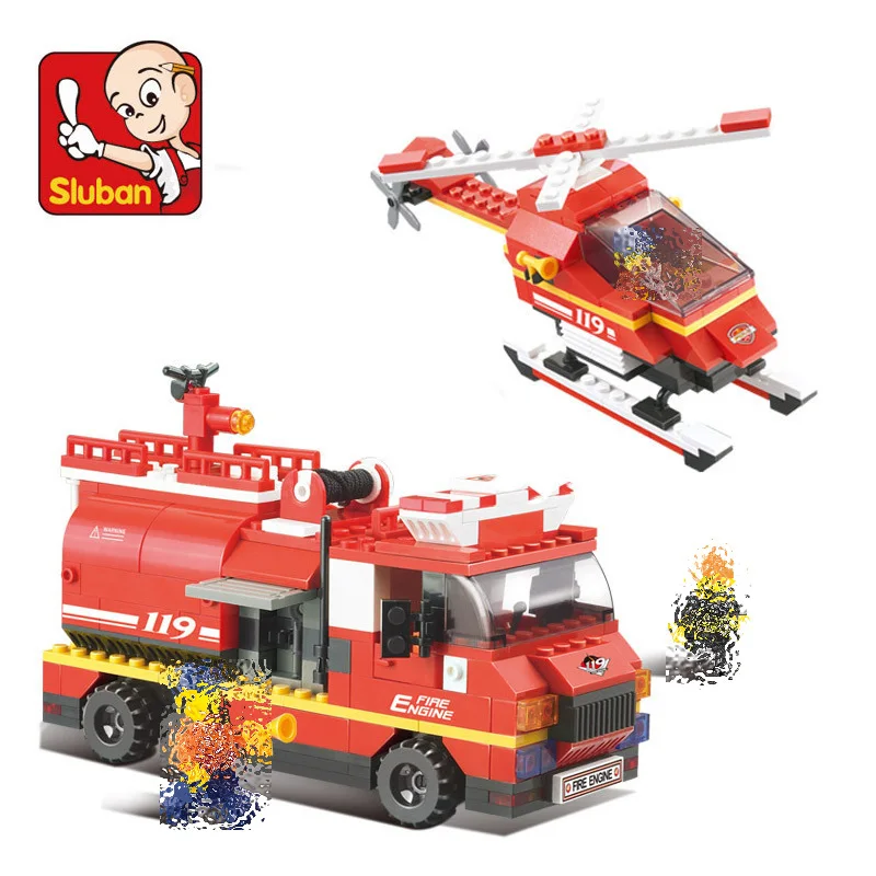 

Sluban 0222 409Pcs City Fire Service Firefighter First Aid Vanguard Building Blocks Toys For Children gifts Compatible With Lego