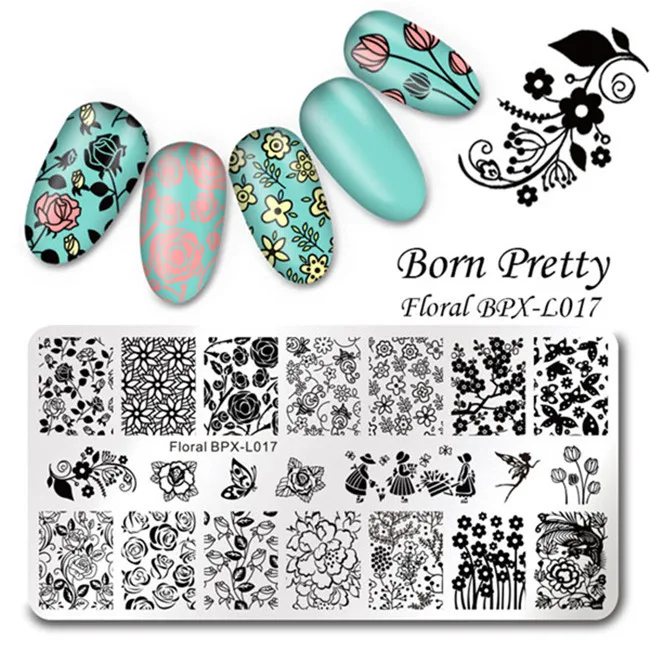 BORN PRETTY 1 шт. цветочный узор ногтей штамповки пластины кружева дизайн ногтей печать изображения маникюрный шаблон трафареты украшения ногтей BP-L020 - Цвет: 38740