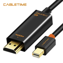 Cabletime Mini DP to HDMI Cable 4K DP to HDMI Adapter HDMI DisplayPort Cable for 2K*4K TV Lenovo Computer MacBook N043