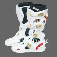 Motorcycle Boots Pro biker SPEED Bikers Motocross Leather cycling motocross Long white knee-high Shoes BPB04 SW-STAR CO HONOR