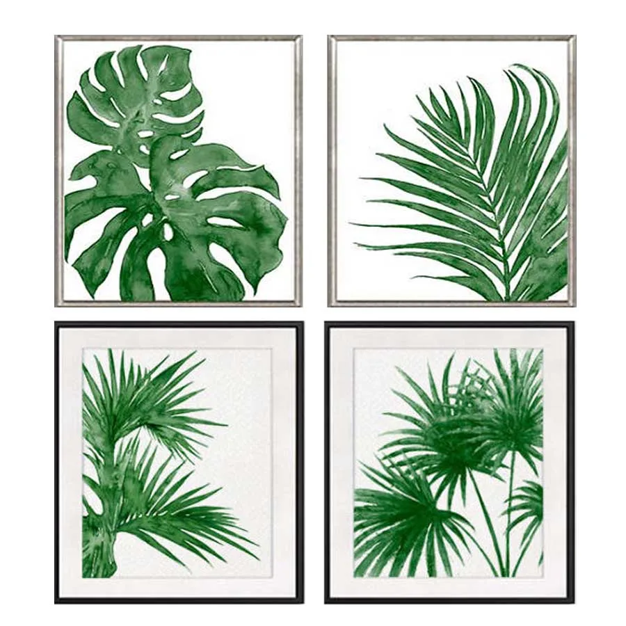 

2 pcs/set,Full square Diamond Painting Cross Stitch Green decor,tropical art, palm leaf,5D Diamond Embroidery Mosaic stickers