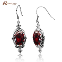 Trendy Indische 925 Sterling Silber Schmuck Funkelnden Roten Stein Erstellt Granat Tropfen Ohrringe Für Frauen Hochzeit Mode Geschenke