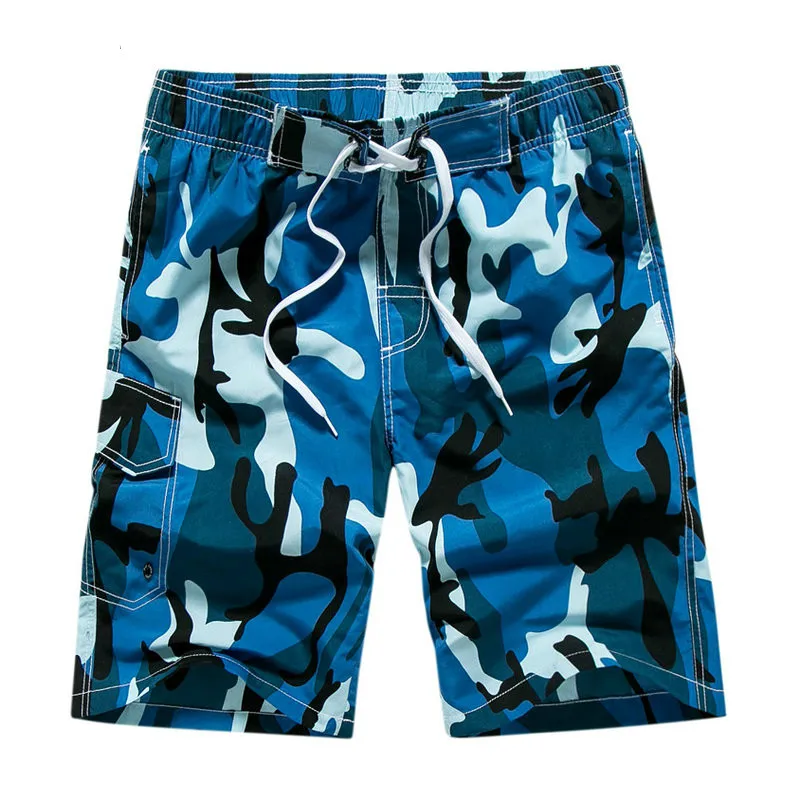 Мужские повседневные быстросохнущие пляжные шорты с камуфляжным принтом, свободные летние мужские шорты с карманами, мужские бриджи