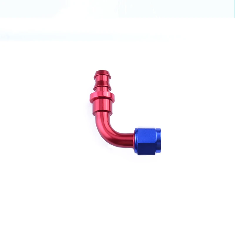 

An 6 An6 90 Degree Push-On End Fitting Adapter Aluminum Oil Fuel Hose Connector