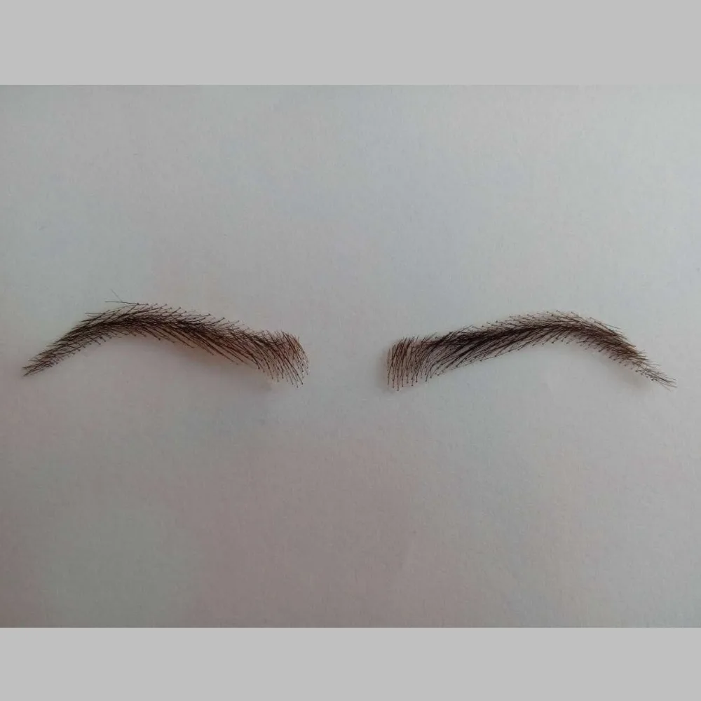 fashion hand made human hair false eyebrow hand knot swiss lace fake eyebrow make up eyebrows