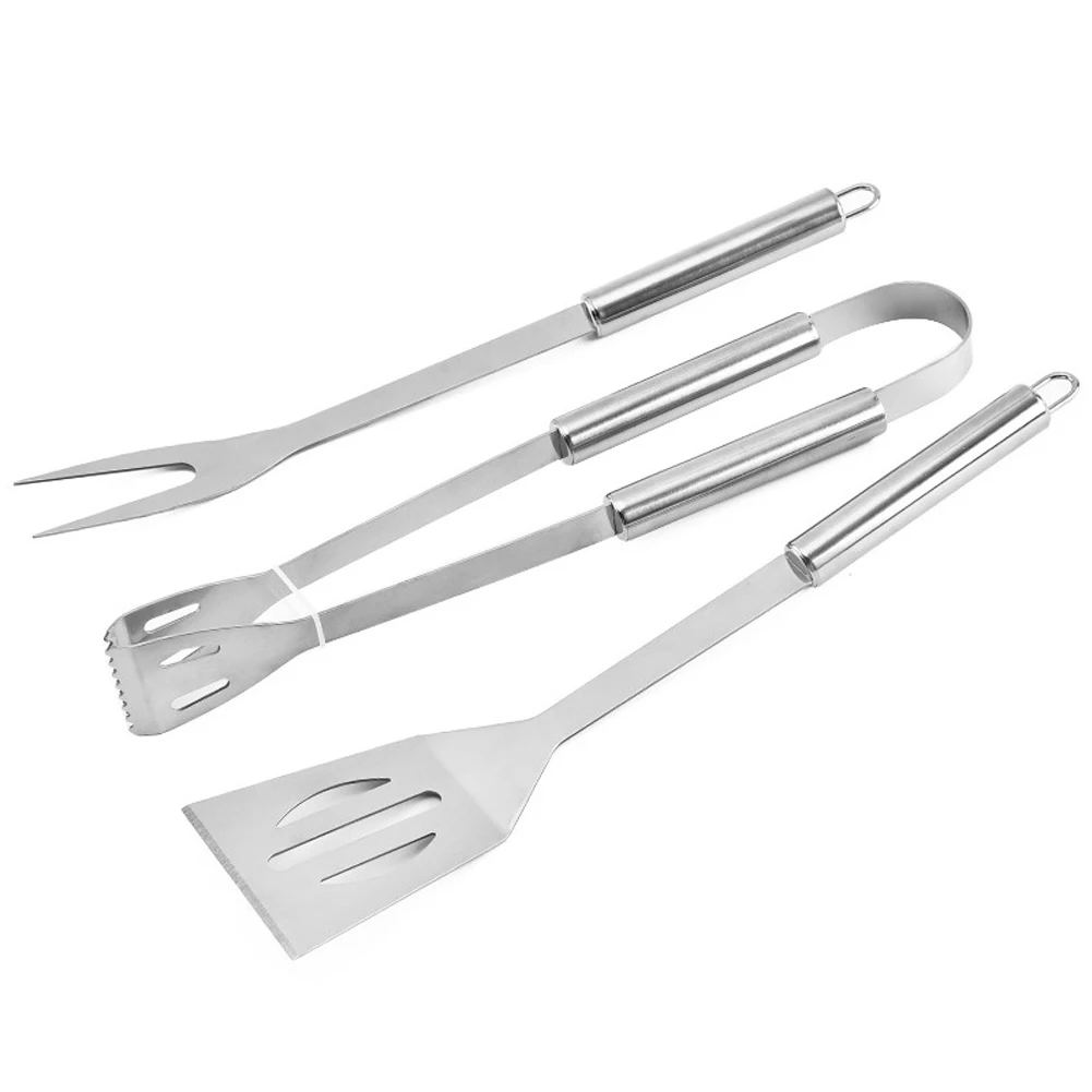 3pcs Firm Modern Tong Accessories Barbecue Tool Set Rustproof Fork Outdoor Hanging Long Home Durable Safe Stainless Steel |