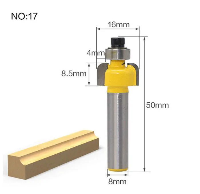 1 шт. 8 мм хвостовик дерево прямой маршрутизатор Концевая фреза триммер Чистка заподлицо отделка угловая круглая бухта коробка биты фрезы Инструменты - Длина режущей кромки: NO 17
