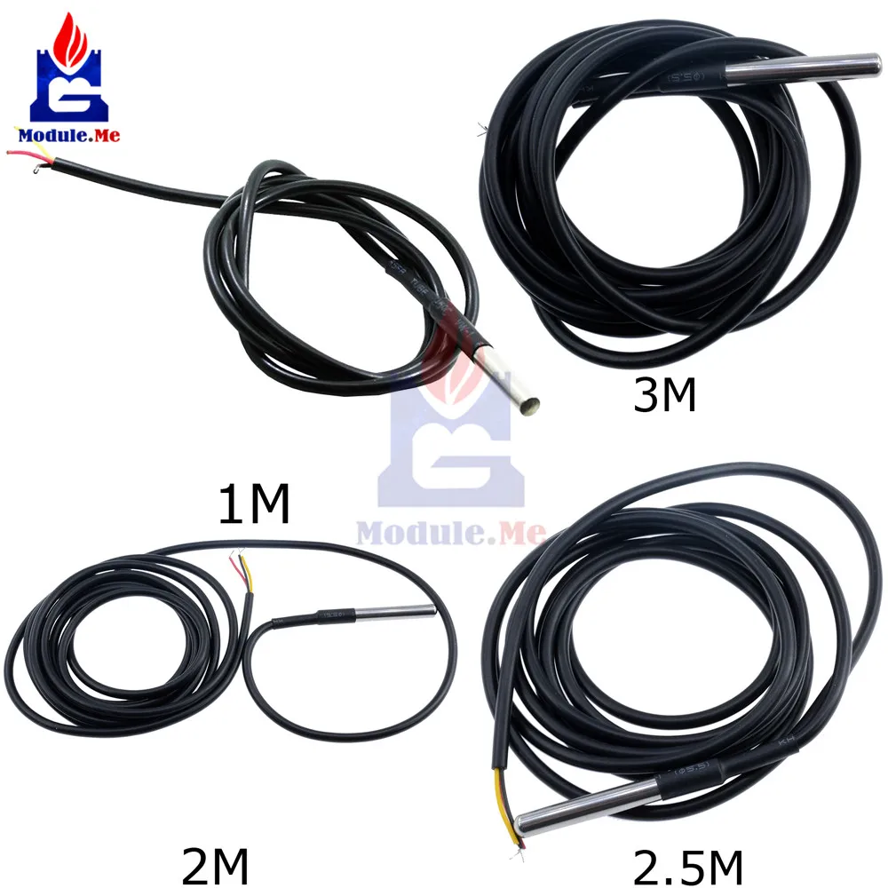 

DS18B20 Thermometer Waterproof Sensor 1m/2m/2.5m/3m Digital Temperature Temp Sensor Probe For Arduino Stainless Steel