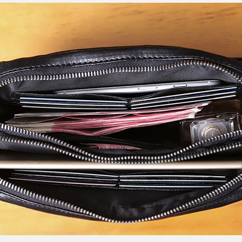 AETOO Men's handbag leather casual handmade retro day clutches  head-layer cowhide male large capacity clutch mobile phone bag