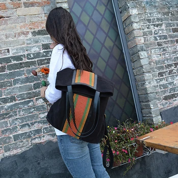 

YUBIRD Large Capacity Women Canvas Tote Shoulder Bag Handbag Casual Multifunction Geometric Print Holiday Fabric Bag bolso lona
