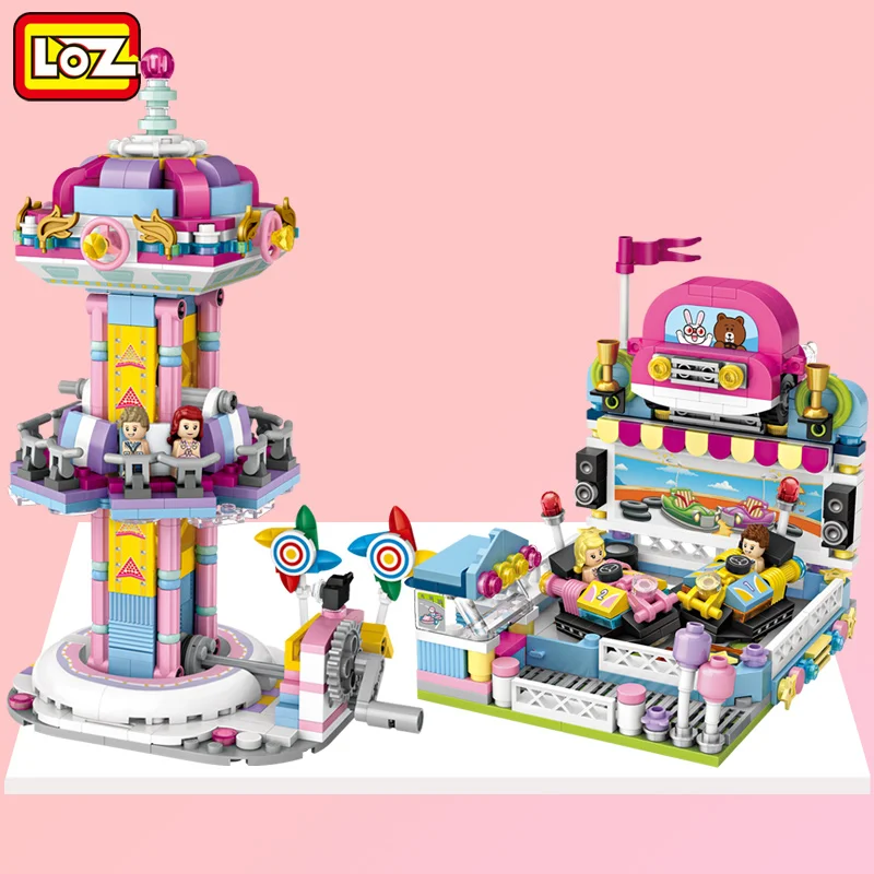 LOZ MOC Mini Blocks amusement park Building Bricks Game Machine Model corsair Blocks Bumper Cars Toy For Children Gifts 1727