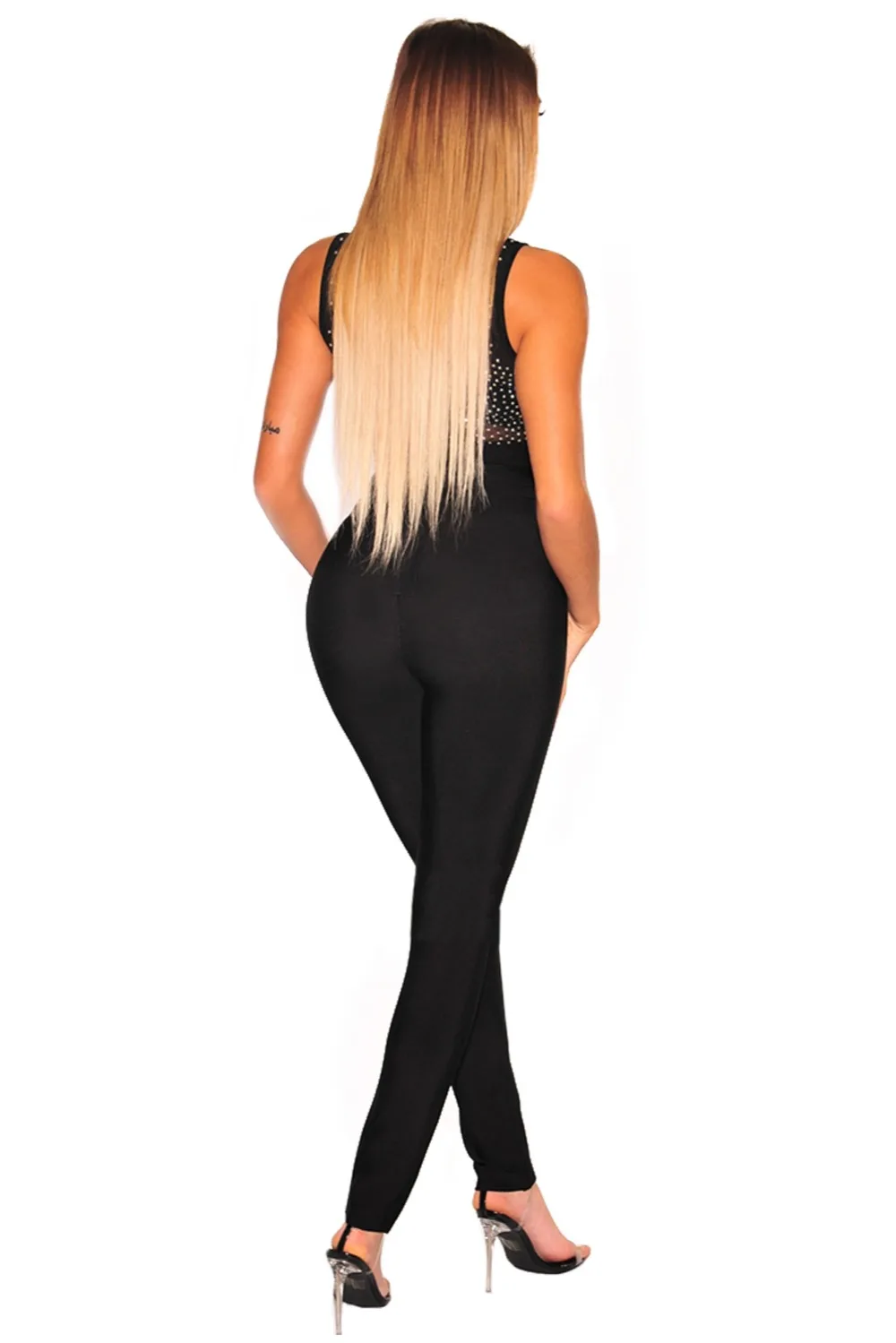 Black-Sheer-Silver-Rhinestone-Studded-Mock-Neck-Bodysuit-LC32371-2-4