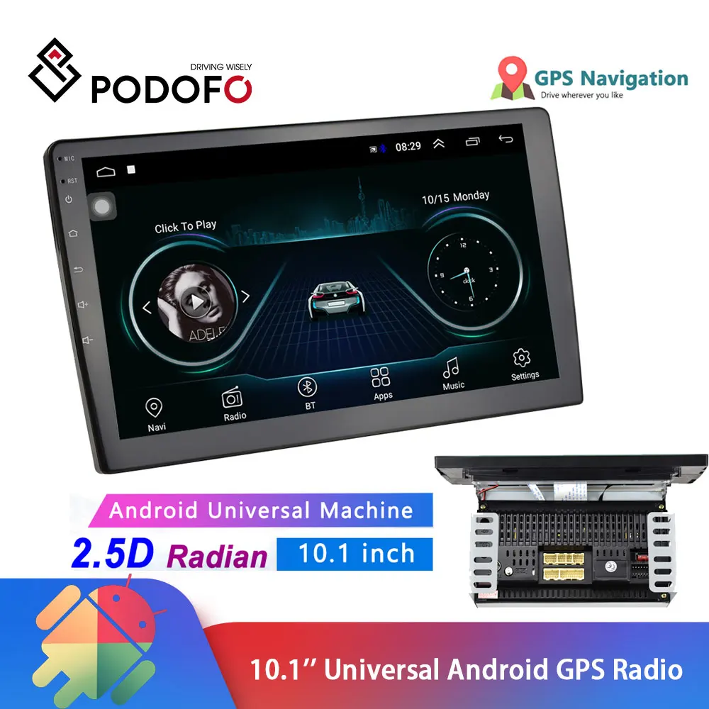 Автомобильная стереосистема Podofo 2 Din Android GPS 10 1 '' HD 1080P 2.5D закаленное стекло