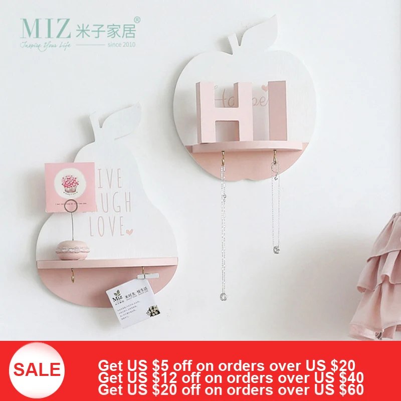 

Miz Home Apple Pear Shape Shelf With Hook Lovely Home Decoration Storage Board Wall Decor for Living Room
