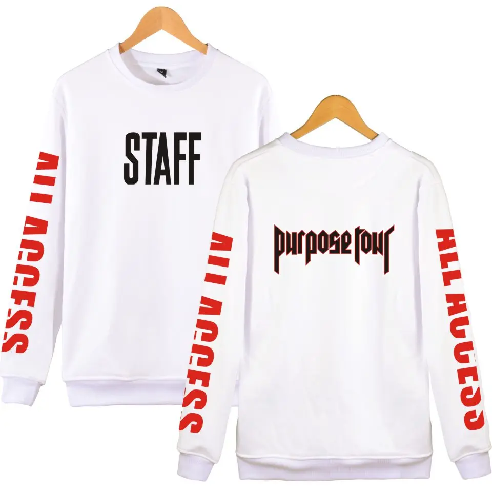 Justin Bieber STAFF 2017 New Style Capless hoodies Men/Women Kpop sweatshirt out wear for winter autummn XXXXL Plus Size