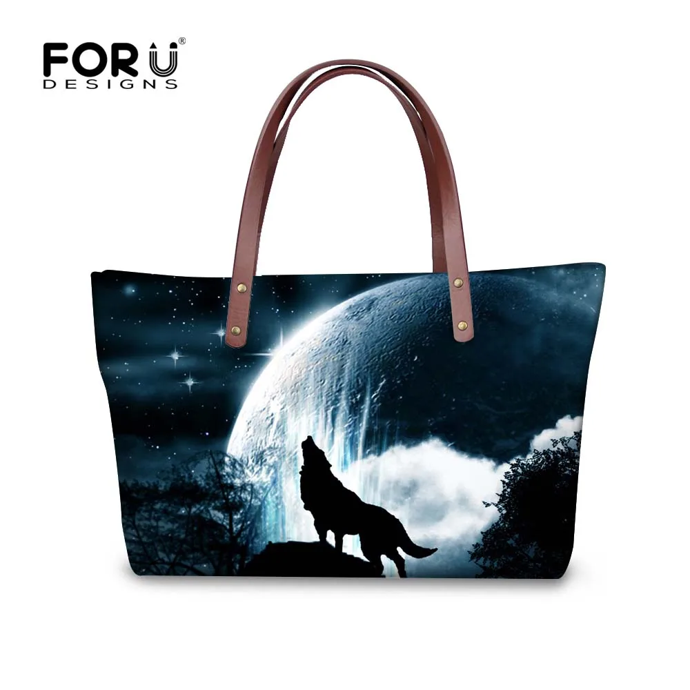 Forudesigns النساء الكتف أكياس ضوء القمر الذئب الكلب عارضة حقائب نسائية مصمم الماركات الشهيرة السيدات الأعلى مقبض الإناث أكياس