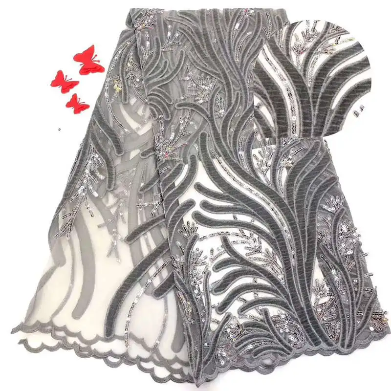 Juan африканская кружевная ткань высокого качества нигерийская темно-синяя белая кружевная ткань с блестками вышитая кружевная тюль для свадьбы