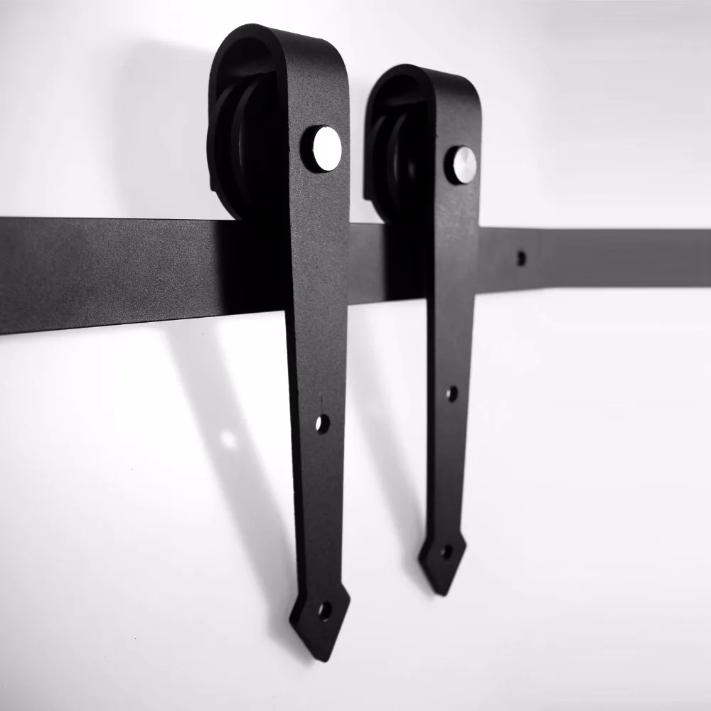 LWZH 18/20ft European Style Sliding Barn Wood Door Hardware Top Mount Carton Steel Barn Door Wheel Sliding Track for Single Door