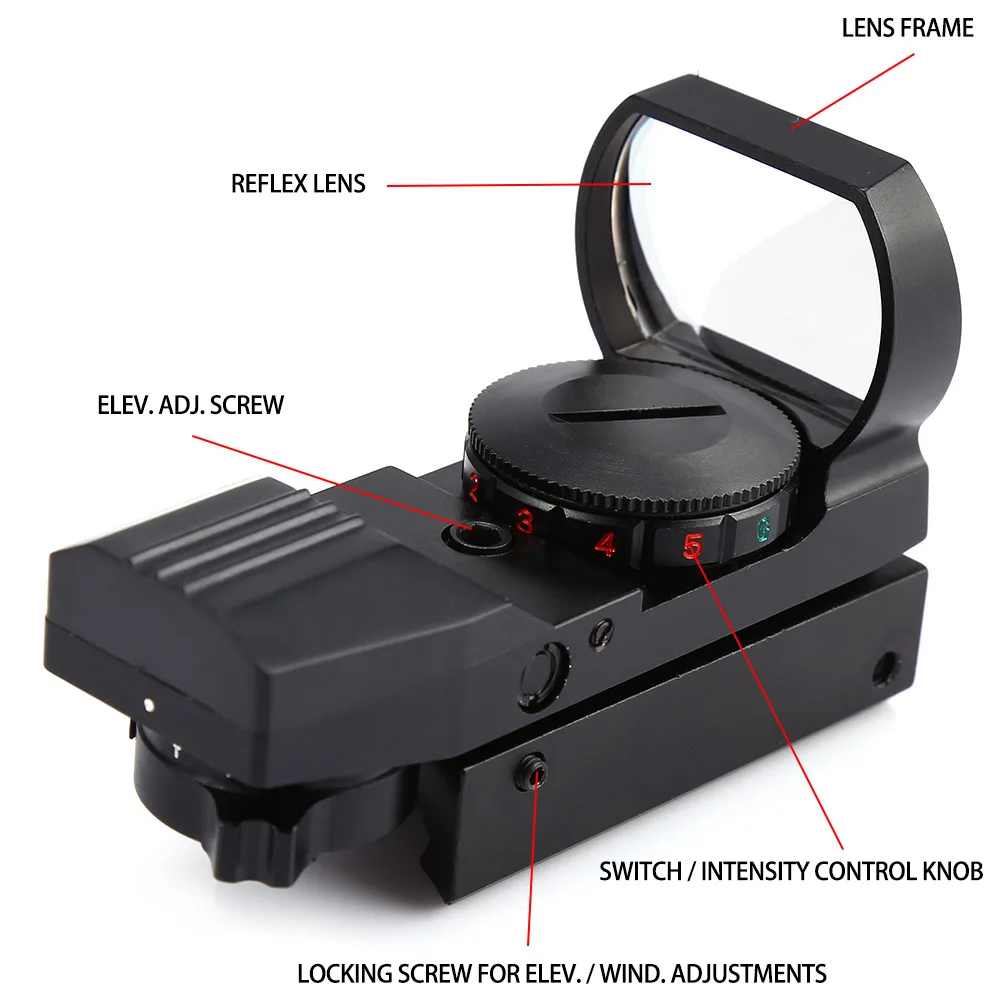 melhor 11mm Caça Holographic JH400 Holographic Electro Red Green Dot Reflex visão Âmbito 11 MM 11x22x33 4 Reticle Tactical vista