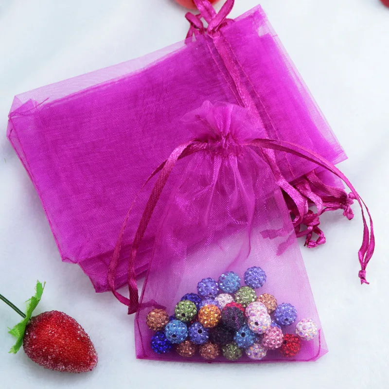 10 шт./лот(9 размеров) органза мешок для подарков, упаковка для ювелирных изделий сумка для украшения свадебной вечеринки сувениры Drawable Подарочный мешок и сумки Baby Shower - Цвет: rose