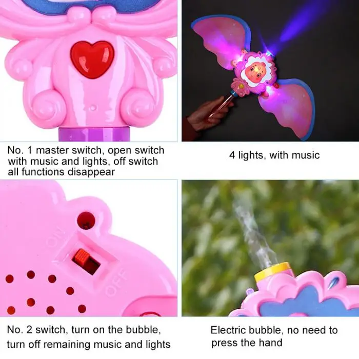 Бабочка Форма автоматический пузырь машина Летний пляж открытый светильник музыкальные игрушки для девочек подарок M09