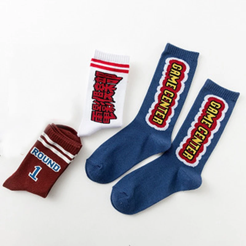 

Original Design Hot Text Socks Street Harajuku Style Lettering Socks Tide Brand Hong Kong Style Men and Women Lovers Skate Sock