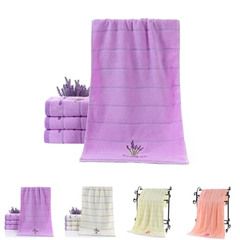 

Pure Cotton Thicken Stripe Face Towels Lavender Pattern Absorbent Quick-drying Face Towels
