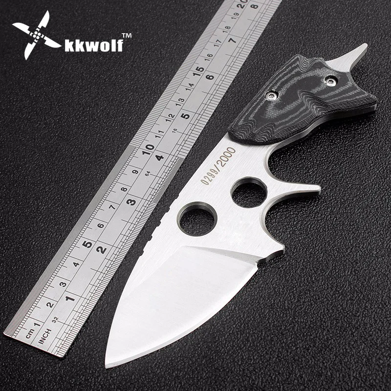 Продажа Kkwolf Германии охотничий нож SAR ручной Фиксированной Нож D2 кемпинг выживания карманные ножи Mikata ручка спасения EDC инструмент кожа