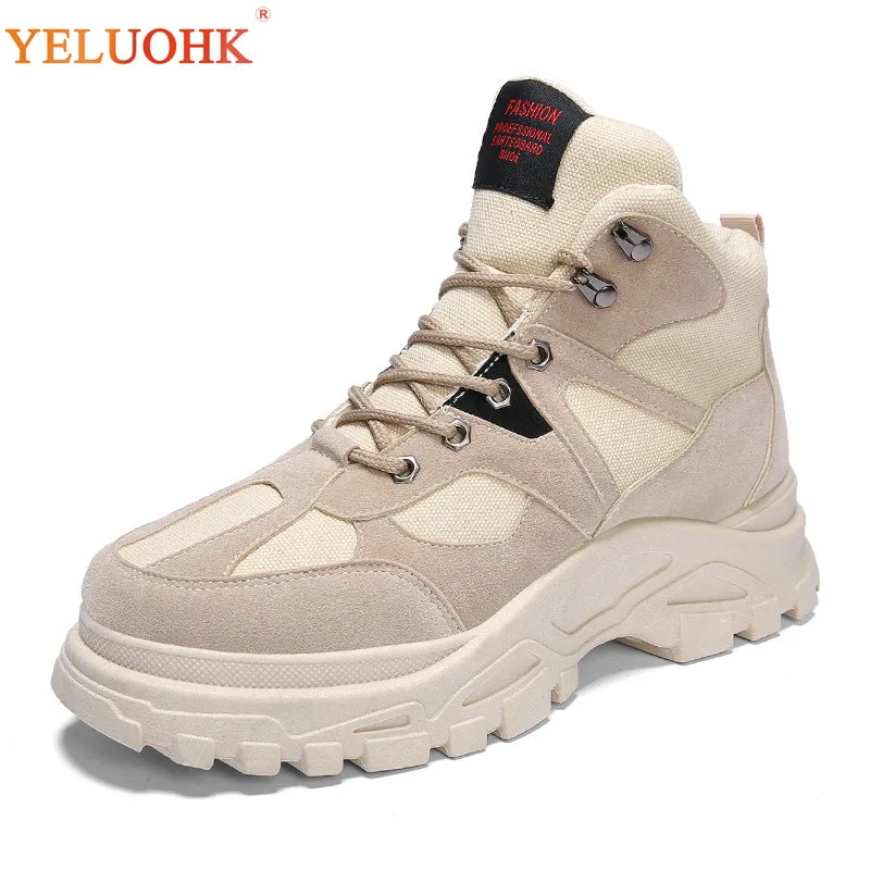 

39-44 Fashion Men Boots Fur Warm Winter Shoes Men 2018 New Winter Boots Men Black Beige