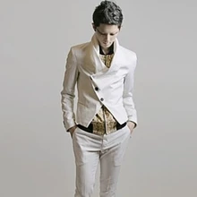 Персонализированный модный персонализированный шарф с воротником Белый Повседневный Блейзер короткий тонкий костюм для мужчин сценический костюм певицы одежда