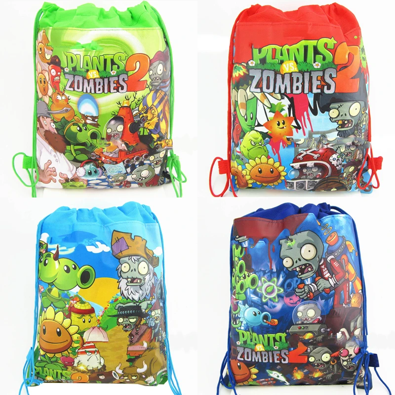 Happy Birthday Party Decorate Mochila Kids Boys Favors Non woven Fabric Plants vs Zombies Design font