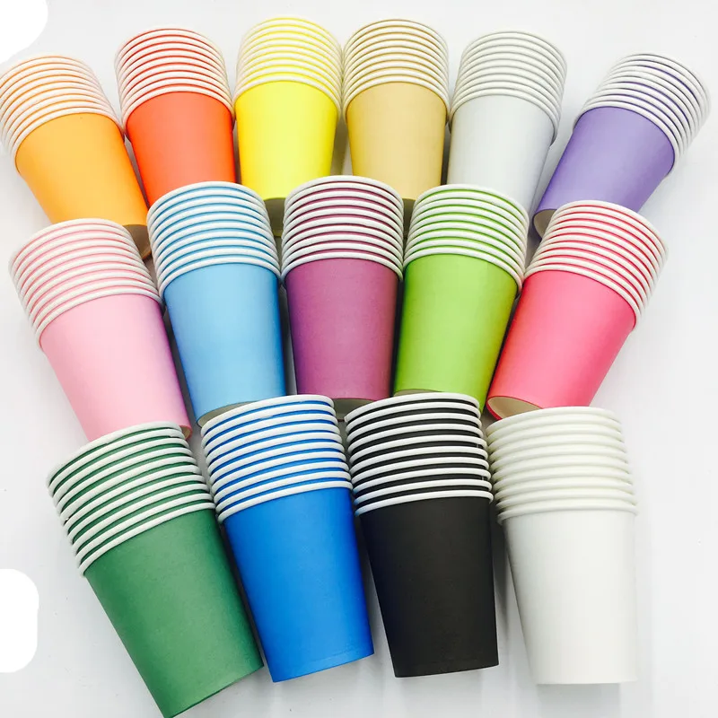 10PCS/LOT COLORFUL SOLID COLOR PAPER CUPS PURE COLOR GLASSES BIRTHDAY