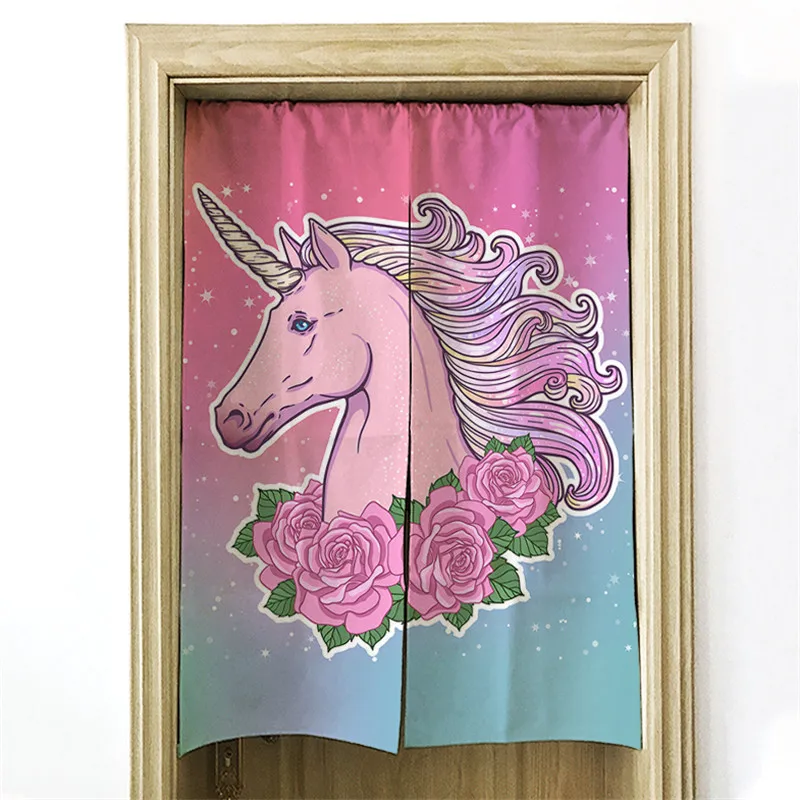 

Rainbow Horse Series Curtain Living Room Bedroom Door Decoration Linen Fabric Curtain Occlusion Curtain