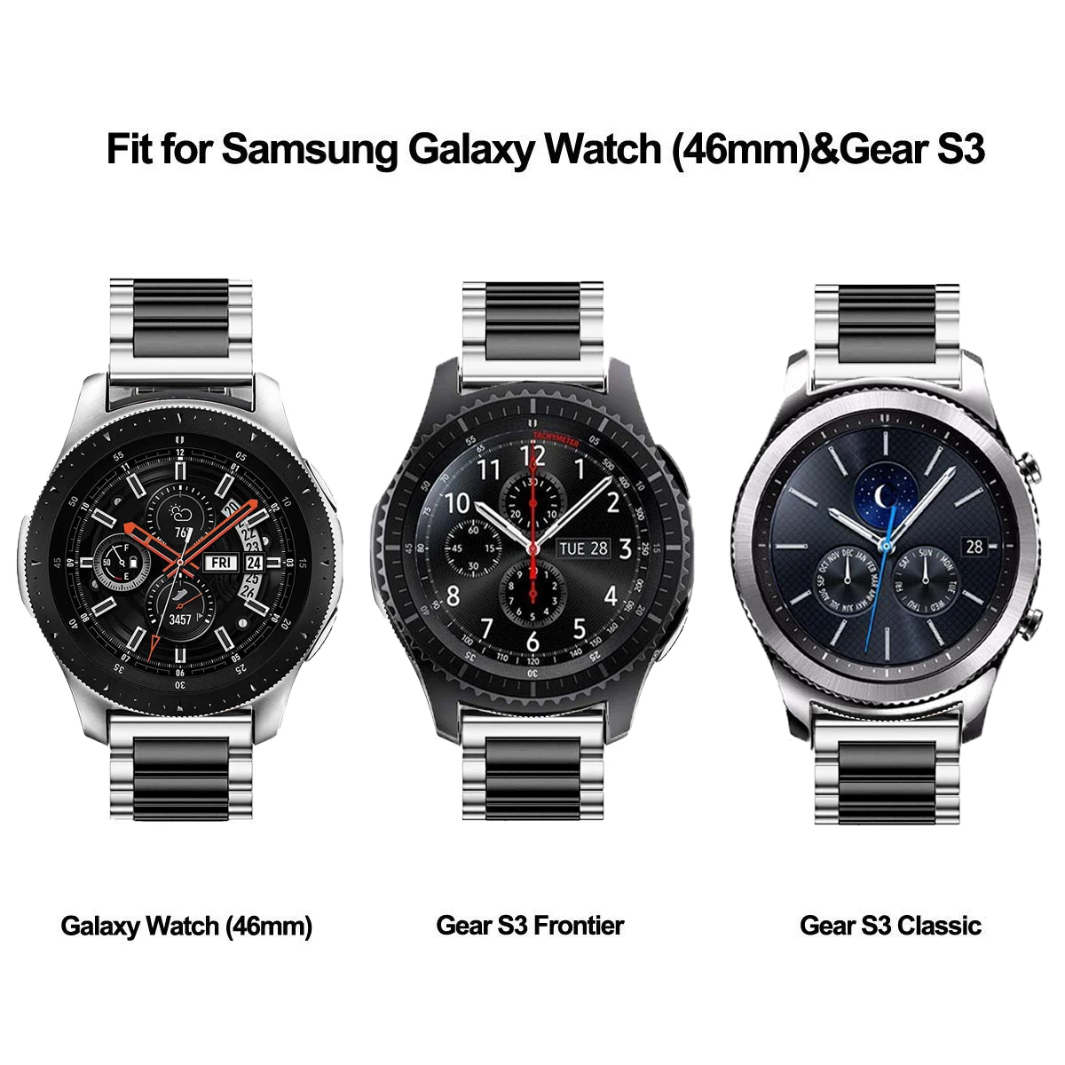 22 мм ремешок из нержавеющей стали для samsung Galaxy watch 46 мм браслет ремешок для samsung gear S3 классический/Frontier регулируемый ремешок для часов