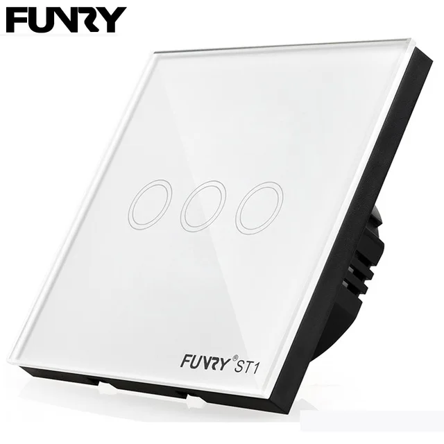 

FUNRY Touch Switch 3 Gang 1 Way Wall Light Touch Screen Switch Single FireWire Crystal Glass Switch Panel 220V 433MHZ