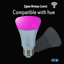 ZigBee Color Lamp wifi or Wireless Remoter Link E27 9W RGBW Smart Bulb Compatible With Hue bridge 1.0 and 2.0 Control By Hue App