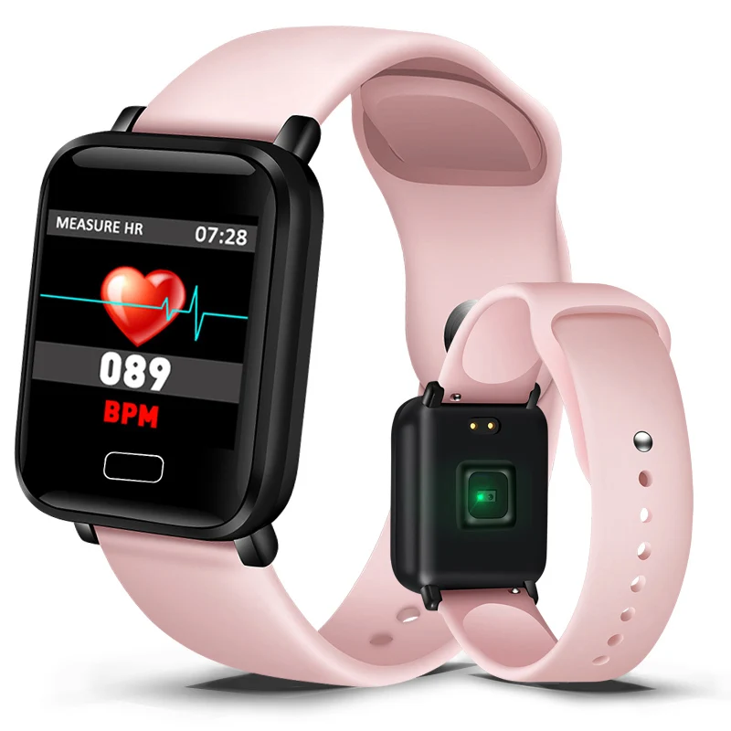 LIGE новые женские smчасы кровяное давление монитор сердечного ритма Баскетбол фитнес трекер Спорт умный Браслет Reloj inteligente - Цвет: Pink