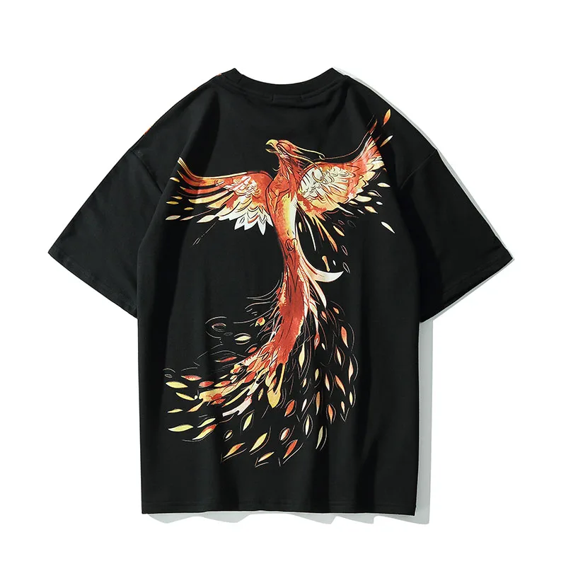 Мужская футболка с коротким рукавом в стиле хип хоп Harajuku Phoenix Flame новинка