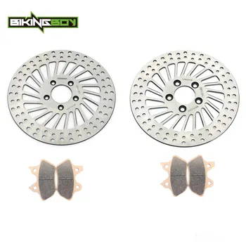 

BIKINGBOY Front Rear Brake Discs Disks Rotors Pads XL 883 1200 C Custom XLH Hugger FLSTC/ I Heritage FLSTFI Fat Boy FLSTN/ I 07