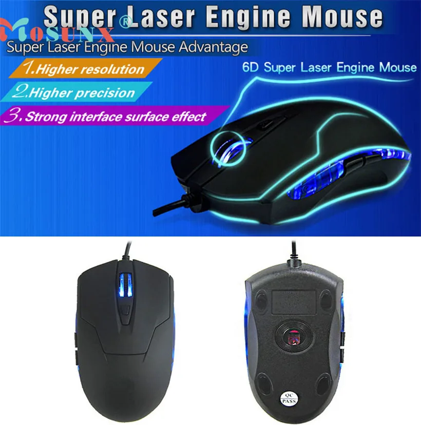 Продвинутая мышь Mosunx Мода 2400 dpi светодиодный игровая мышь оптическая 6D USB Проводная игровая мышь для ПК ноутбука игра 1 шт