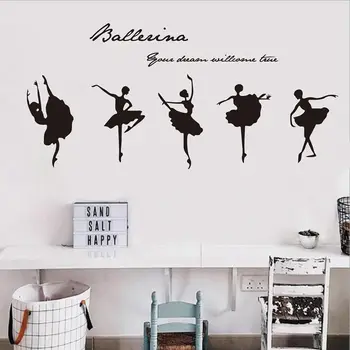 

Beautiful Ballet Dancers Girls Wall Sticker Vinyl Art Removable Poster Mural Art Design Ornament Decals Decor Stickers LX236