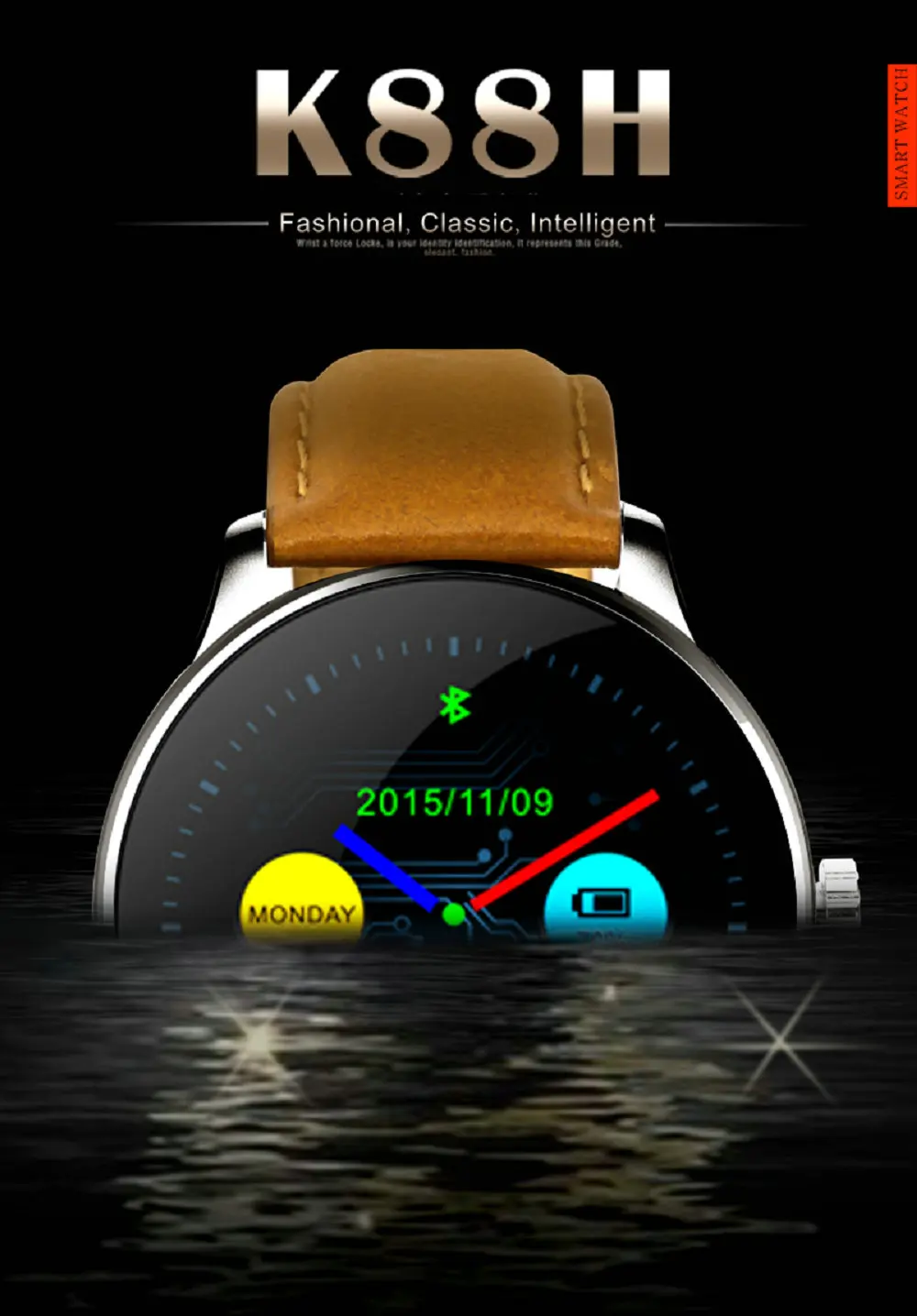 K88H мужские умные часы, спортивные наручные часы с Bluetooth, умные часы с монитором сердечного ритма, фитнес-браслет, IP68 водонепроницаемый смарт-браслет