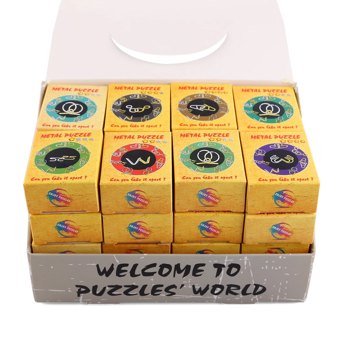 32Pcs Classic IQ Montessori Metal Wire Puzzle Baffling Brain Teaser Magic Rings Puzzles Game Toys for Adults Children Kids Gifts