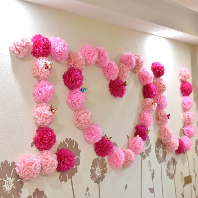 tissue paper pompoms Artificial Flower Wedding Decoration (2)