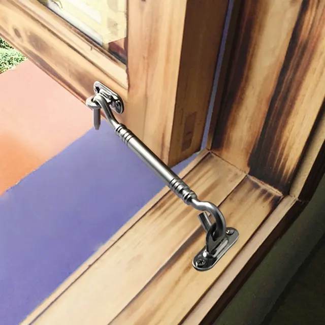 4" Length Black Stainless Steel Hook and Eye Door Latch Window Catch