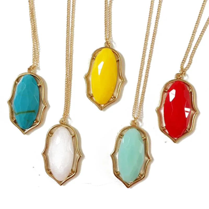 

Brand Southern Style Oval Stone Pendant Necklace for Women