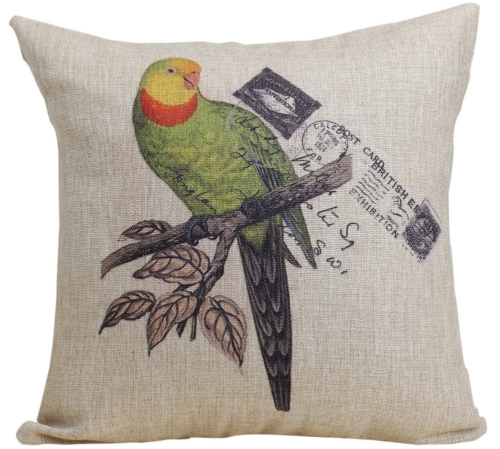 Claybox Decorative 18 x Inch Linen Cloth Pillow Cover Cushion Case Green Parakeet | Дом и сад