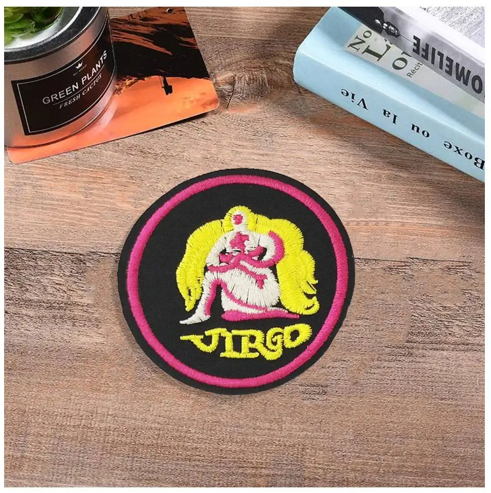Embroidery Iron On Patches 3D Zodiac Signs Leo Virgo Pisces Aquarius Libra Taurus Scorpio Patch DIY Stickers On Clothes Fabric  (12)