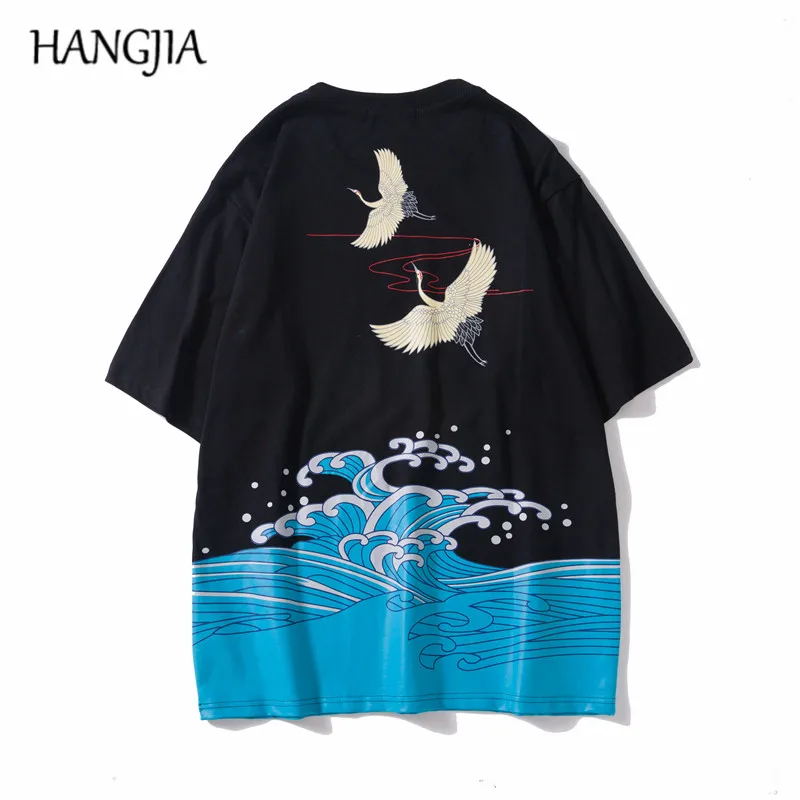 

Japanese Ukiyo E Koi Crap Printed Tshirt Harajuku Crane Printed Men T shirt Tee 2019 Streetwear Fashion Short Sleeve Tops