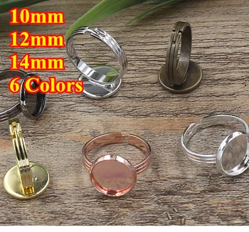 

100pc Cabochon 10mm,12mm,14mm Round Pad ring blank Cameo Tray,Bronze/Gold/Silver Ring setting,Handmade DIY Zakka jewelry Finding